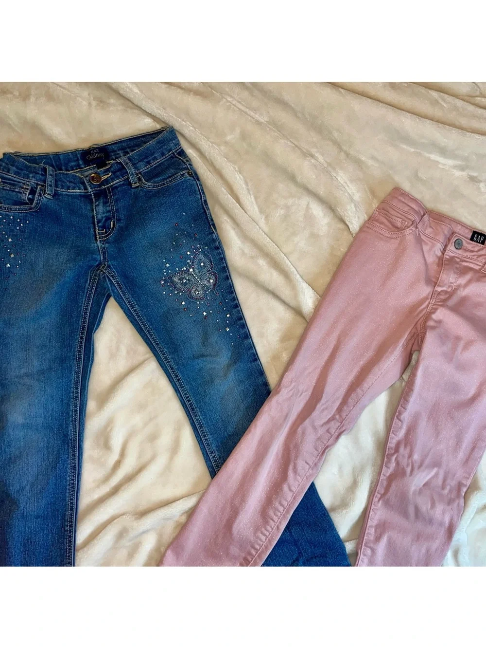 Girls Size 8 Jeans Lot 2 Pairs Gap Pink Skinny Childrens Place Skinny Blue